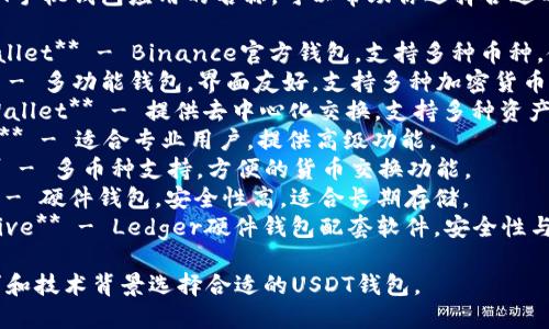以下是一些USDT手机钱包应用的名称，可以帮助你选择合适的数字货币钱包：

1. **Trust Wallet** - Binance官方钱包，支持多种币种，使用简单。
2. **Exodus** - 多功能钱包，界面友好，支持多种加密货币。
3. **Atomic Wallet** - 提供去中心化交换，支持多种资产。
4. **Mycelium** - 适合专业用户，提供高级功能。
5. **Coinomi** - 多币种支持，方便的货币交换功能。
6. **Trezor** - 硬件钱包，安全性高，适合长期存储。
7. **Ledger Live** - Ledger硬件钱包配套软件，安全性与便携性结合。

请根据个人需求和技术背景选择合适的USDT钱包。